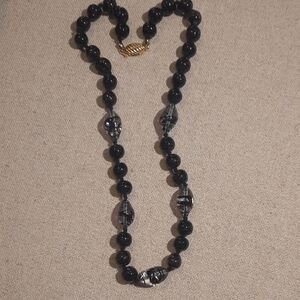 Elegant Black Beaded Necklace